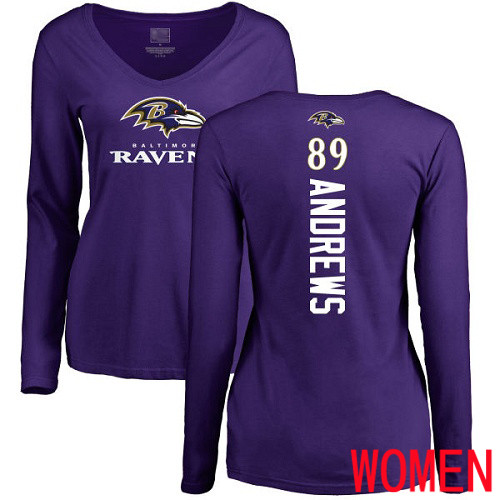 Baltimore Ravens Purple Women Mark Andrews Backer NFL Football #89 Long Sleeve T Shirt->youth nfl jersey->Youth Jersey